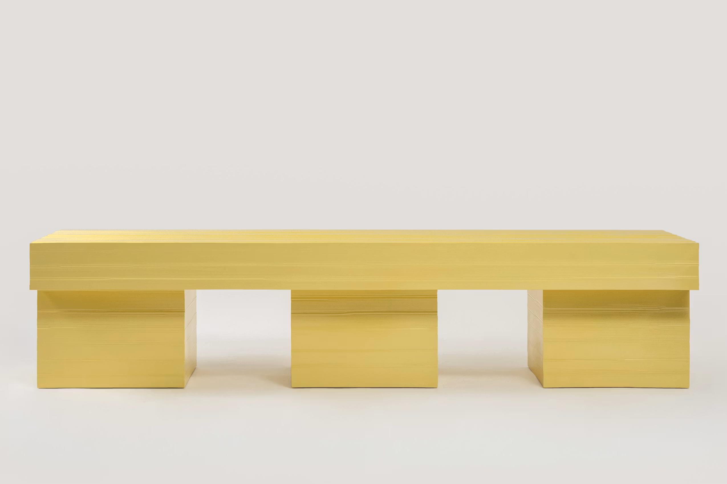 Marco Campardo Jello Bench Three Legs, polished tinted polyester resin
